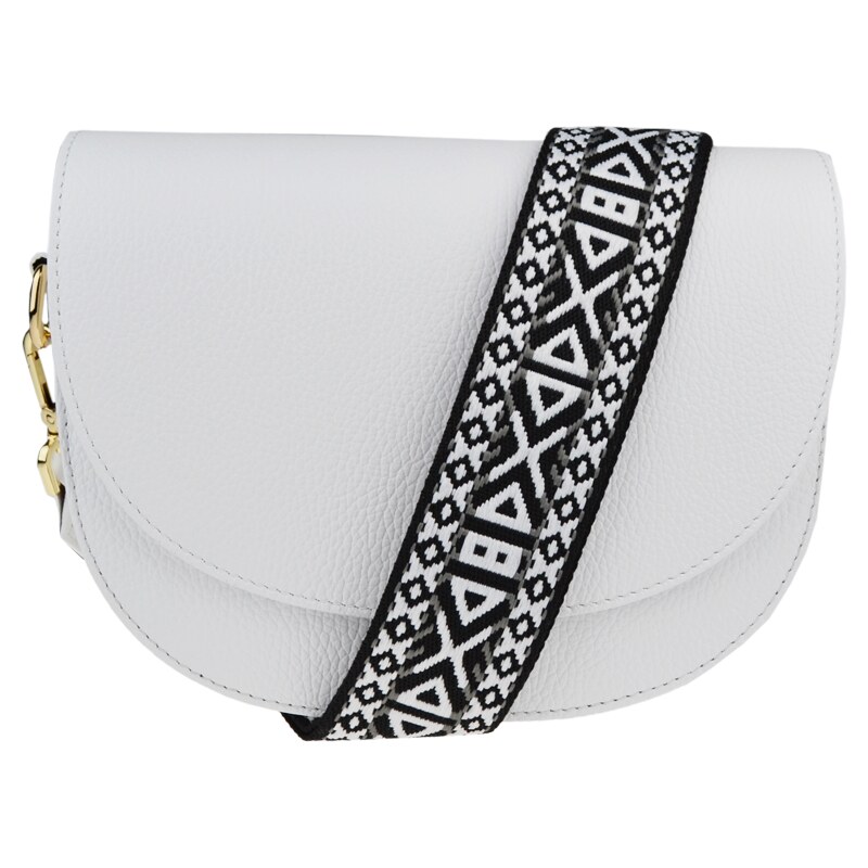 Biela kožená talianska crossbody kabelka Ramona Bianca s prídavným 48615544