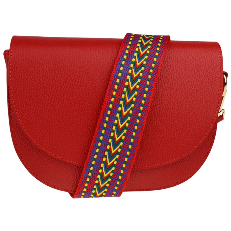 Červená kožená talianska crossbody kabelka Ramona Rosso s prídavným 48615550