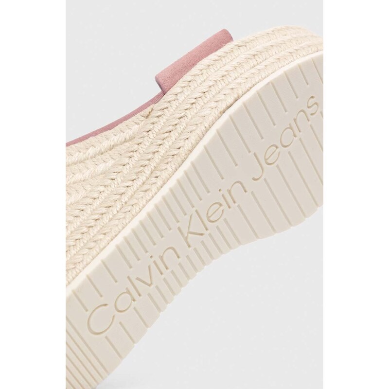 Semišové sandále Calvin Klein Jeans WEDGE SANDAL SU CON ružová farba, YW0YW01026,