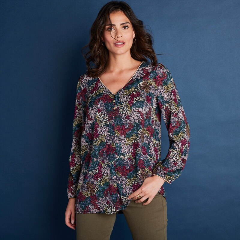 Blúzka s potlačou kvetín machová/malinová 046 Blancheporte 48079249