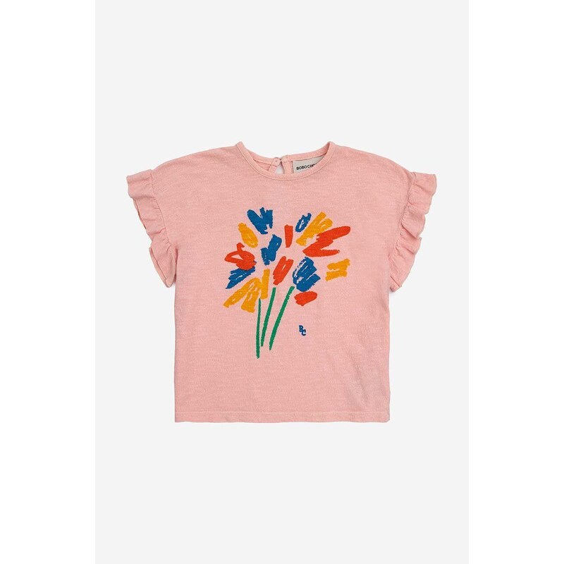 Detské bavlnené tričko Bobo Choses ružová farba