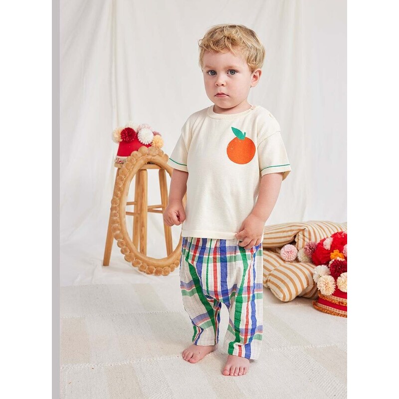 Detské bavlnené tričko Bobo Choses béžová farba, s potlačou