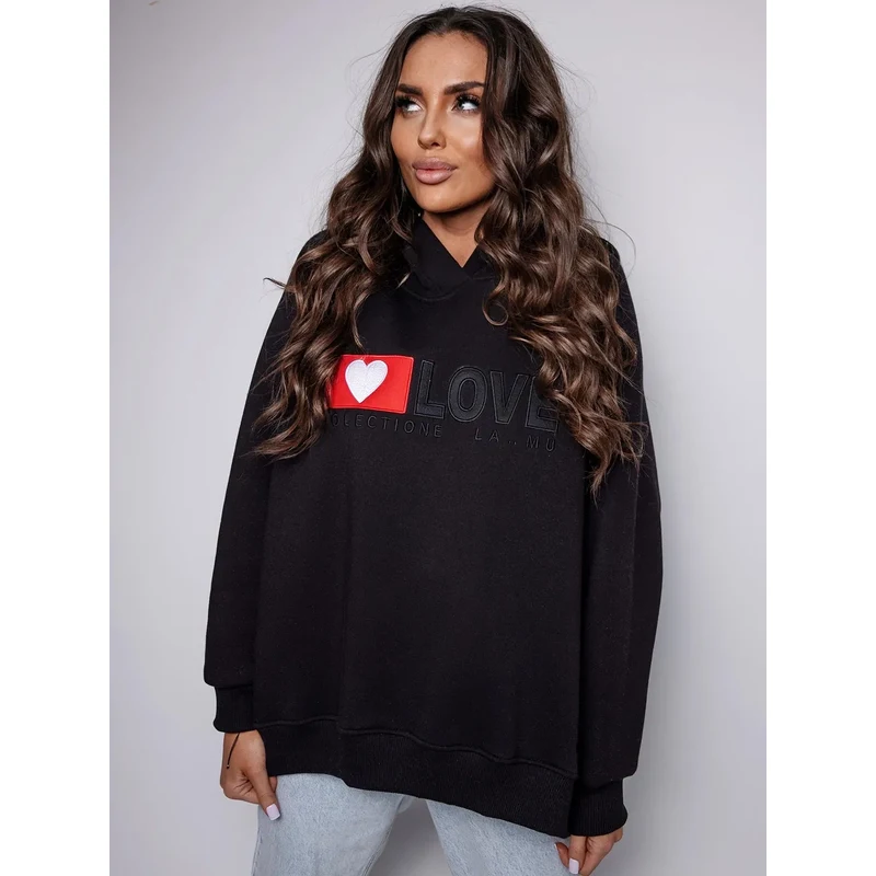 LAMU Dámska oversize čierna mikina 46/23M-CI