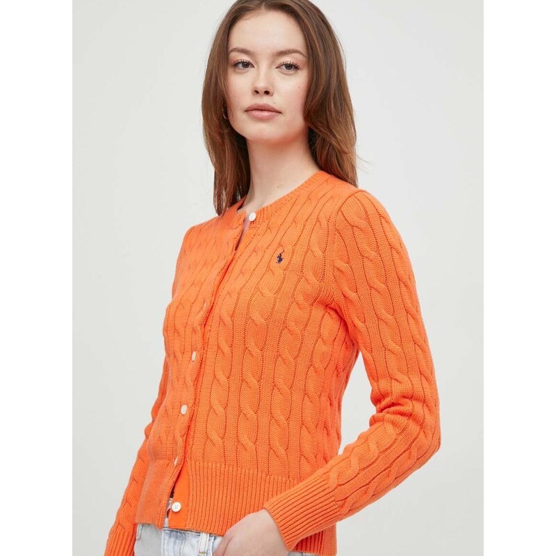Bavlnený kardigán Polo Ralph Lauren oranžová farba,211891643