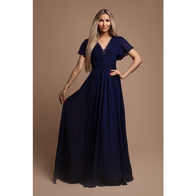 miadresses.sk Tmavomodré spoločenské šifónové šaty 48663183