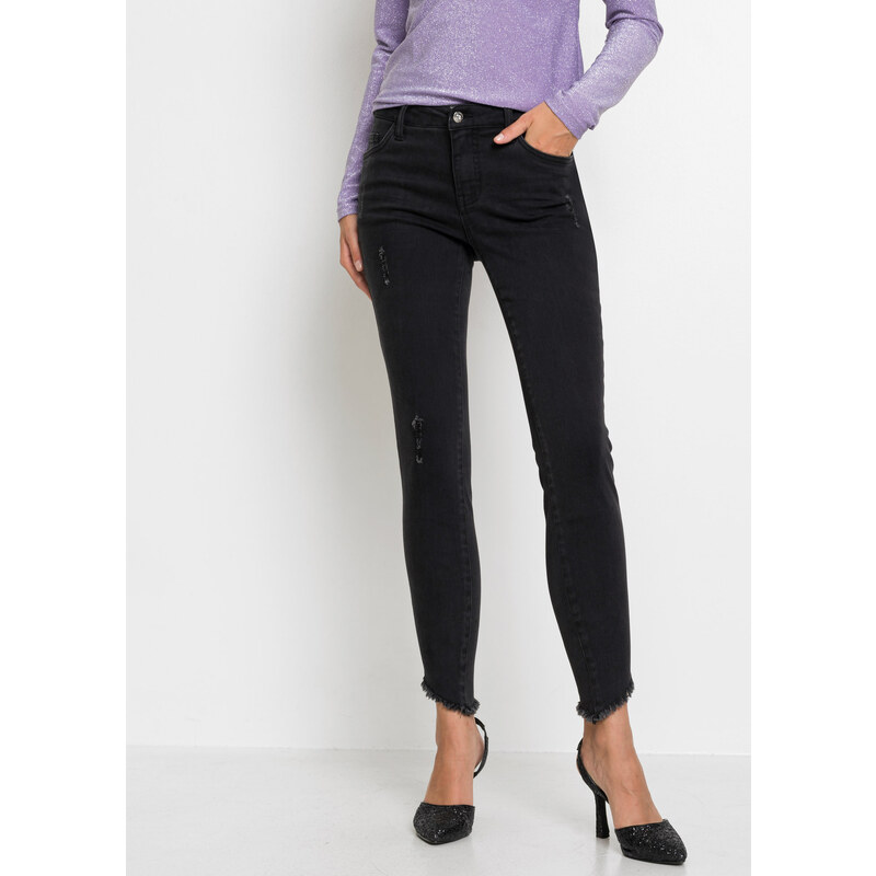 bonprix Skinny džínsy, strečovél, stredná výška pásu, farba čierna 44734388