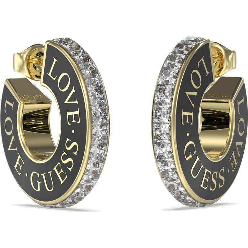 Guess Pôvabné pozlátené náušnice so zirkónmi Love Guess 66589406