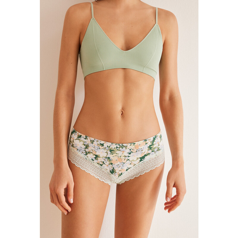 womensecret Brazílske nohavičky so zeleným kvetinovým motívom 48669884