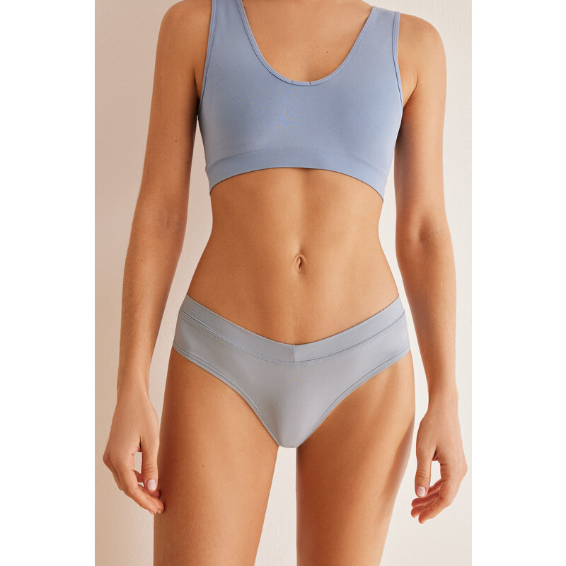 womensecret Svetlomodré brazílske nohavičky s riasením 48669894