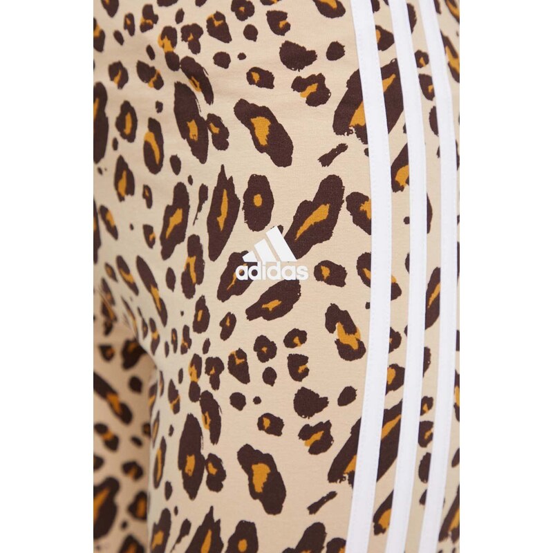 Legíny adidas dámske, béžová farba, vzorované, IS2149