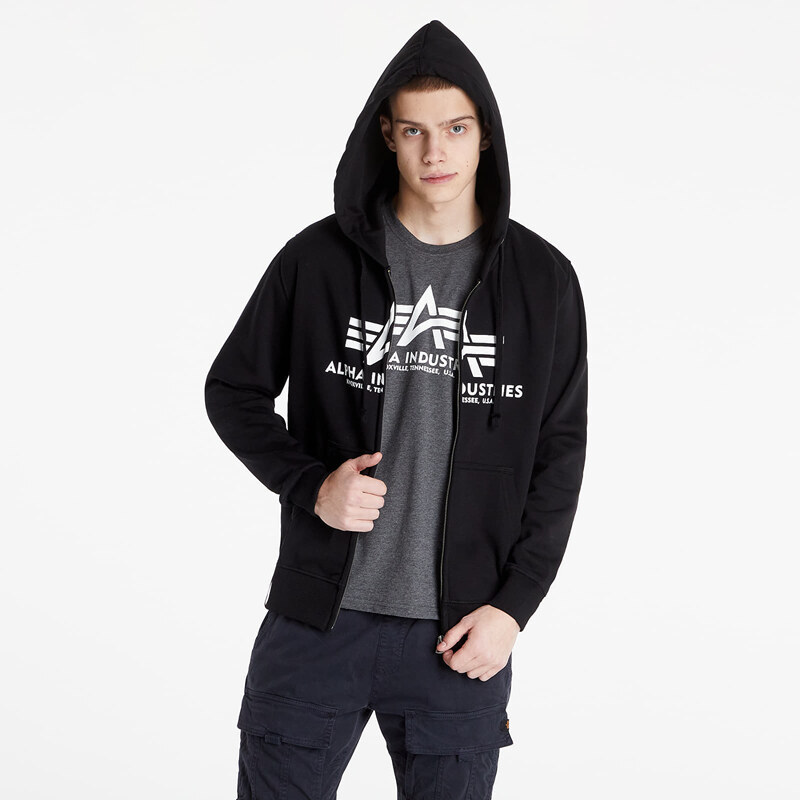 Mikina Alpha Industries Basic Zip Hoodie Black M 48681966