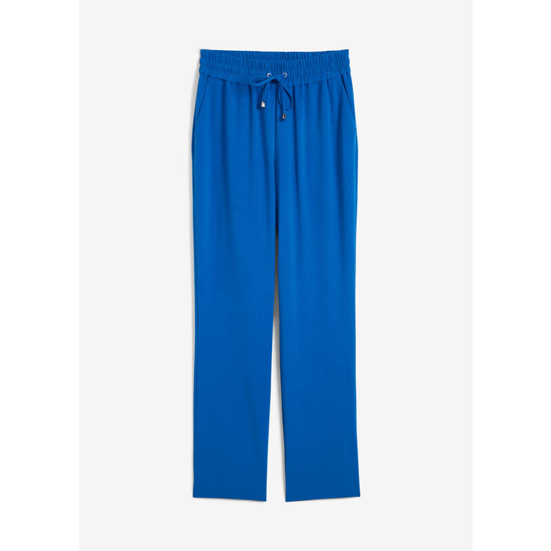 bonprix Nohavice s vysokým pásom, 7/8 nohavice s pohodlným pásom, farba modrá