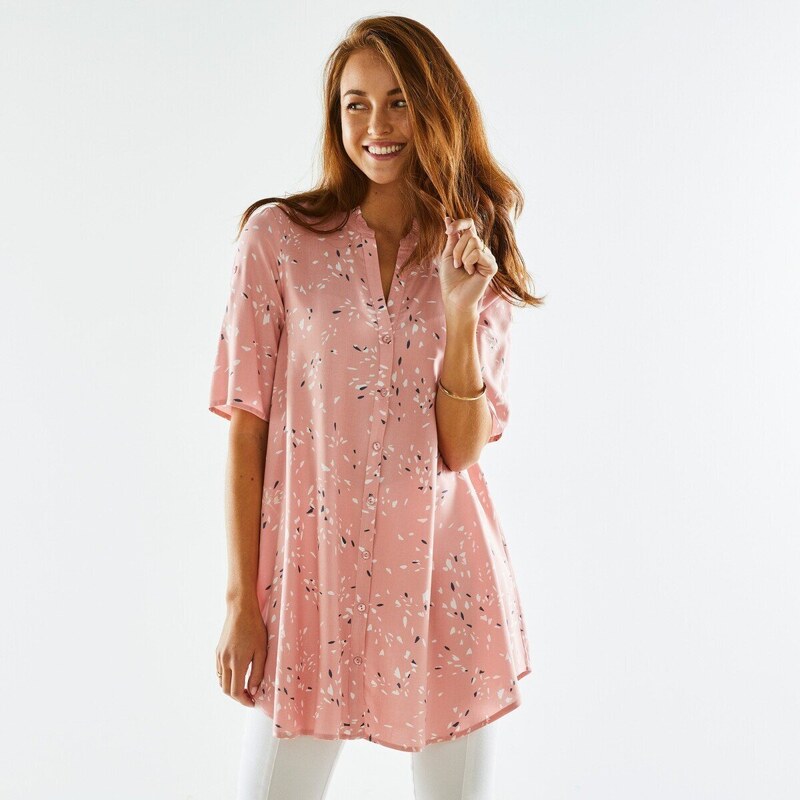 Tunika na gombíky s drobnou potlačou ružová pudrová 044 Blancheporte 48147995