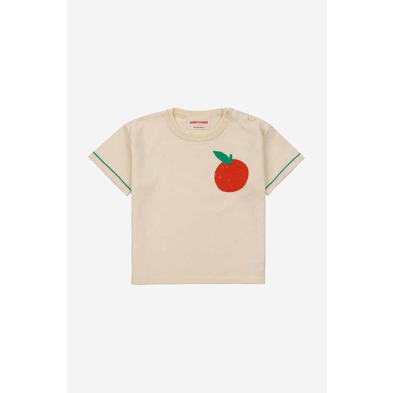 Detské bavlnené tričko Bobo Choses béžová farba, s potlačou