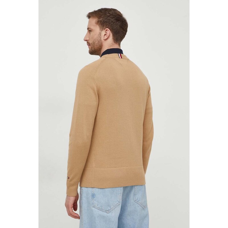 Bavlnený sveter Tommy Hilfiger béžová farba, tenký, MW0MW34687