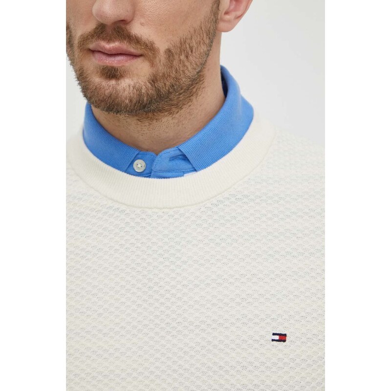 Bavlnený sveter Tommy Hilfiger béžová farba, MW0MW34692
