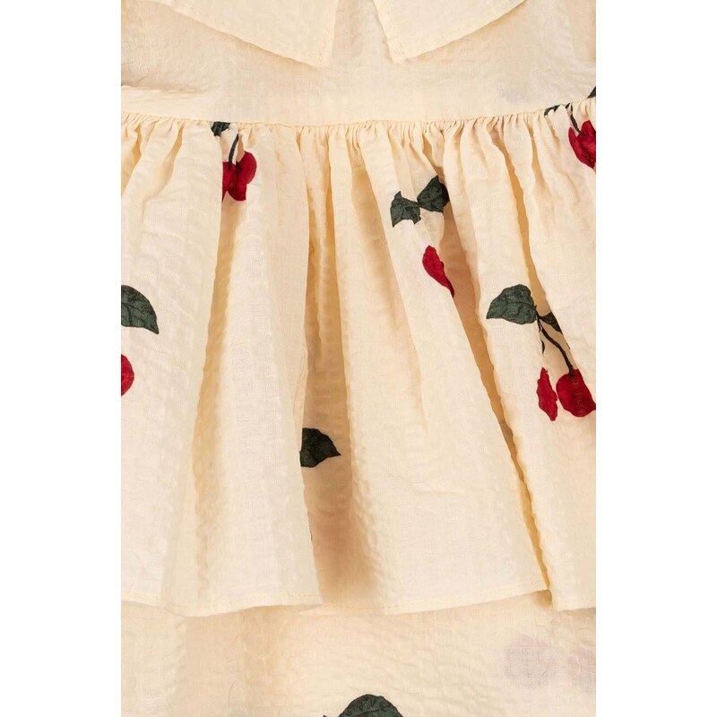 Dievčenské bavlnené šaty Konges Sløjd červená farba, mini, áčkový strih