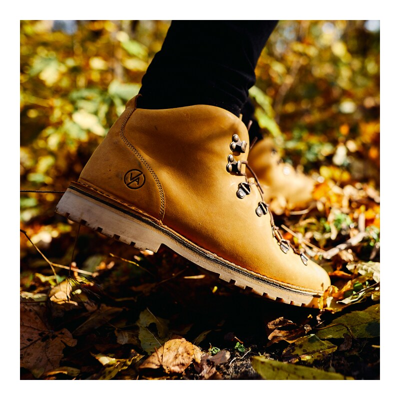 Vasky Highland Caramel - Pánske kožené členkové turistické topánky svetlohnedé, ručná výroba jesenné / zimné topánky