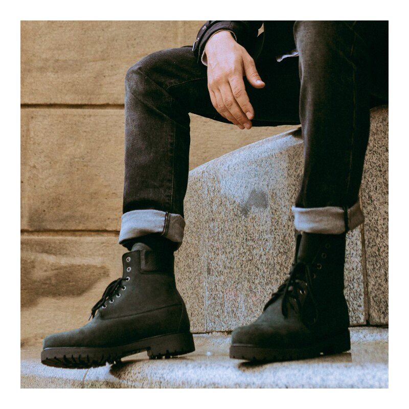 Vasky Farm Medium Black - Pánske kožené členkové topánky čierne, ručná výroba jesenné / zimné topánky
