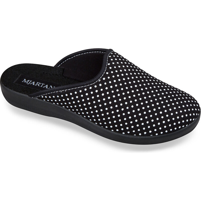 MJARTAN-Čierne papuče s bielymi bodkami