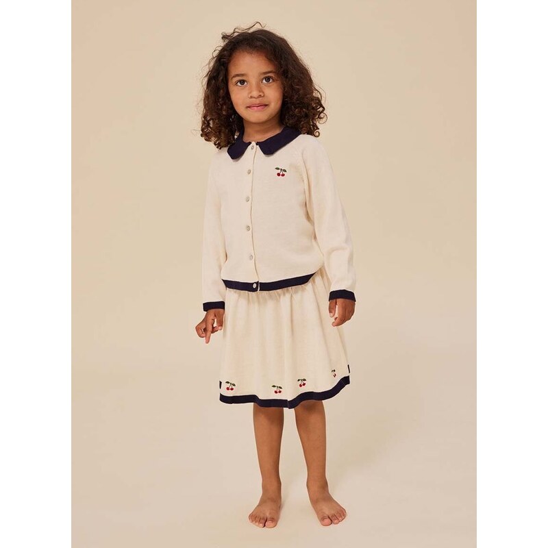Dievčenská bavlnená sukňa Konges Sløjd biela farba, mini, áčkový strih