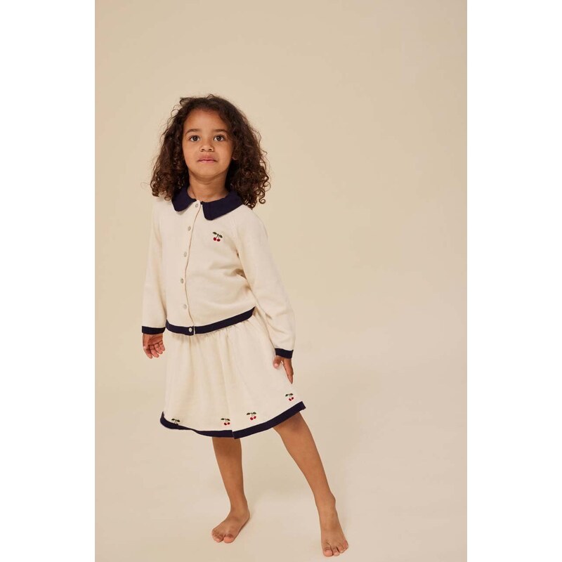 Dievčenská bavlnená sukňa Konges Sløjd biela farba, mini, áčkový strih