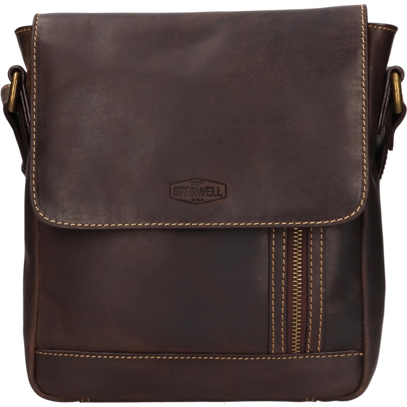 Pánska kožená taška cez rameno Sparwell Zuber - hnedá 48772878
