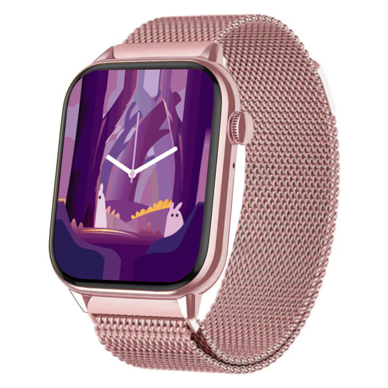 Smart hodinky Madvell Pulsar s volaním cez bluetooth a EKG růžové s kovovým magnetickým remienkom