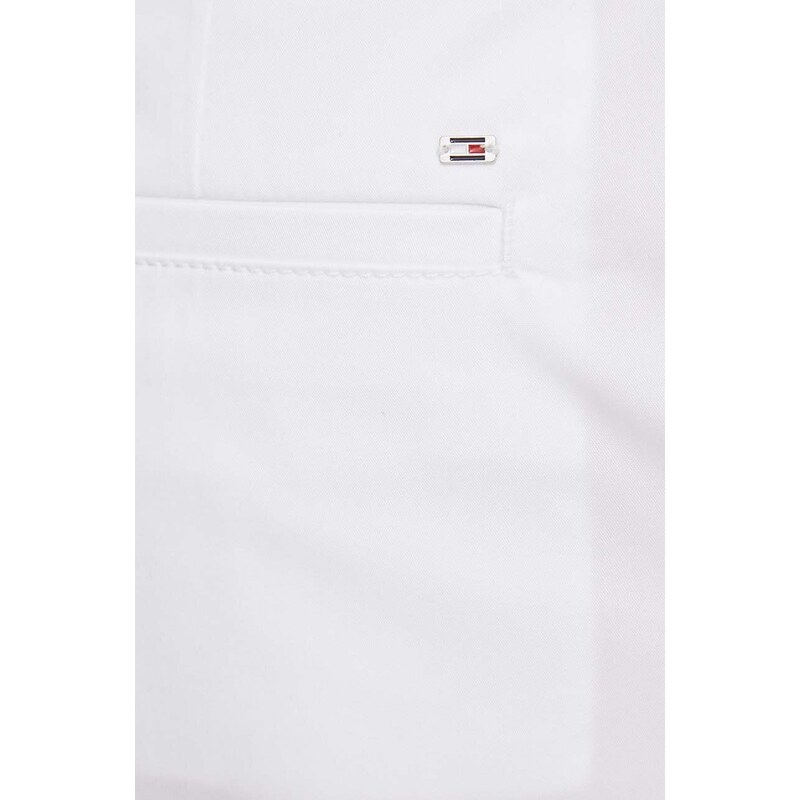 Šortky Tommy Hilfiger dámske, biela farba, jednofarebné, vysoký pás, WW0WW41769