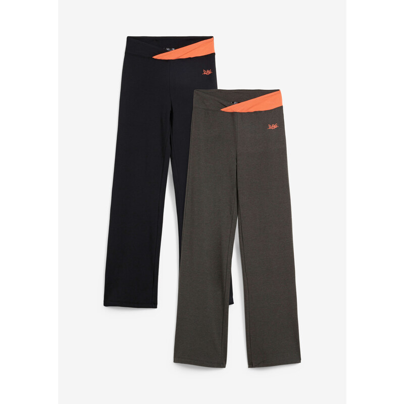 bonprix Strečové nohavice, bavlnené, rozšírené, (2 ks v balení), farba šedá