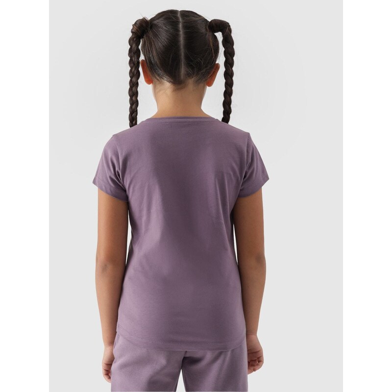 4F Dievčenské tričko bez potlače - fialové