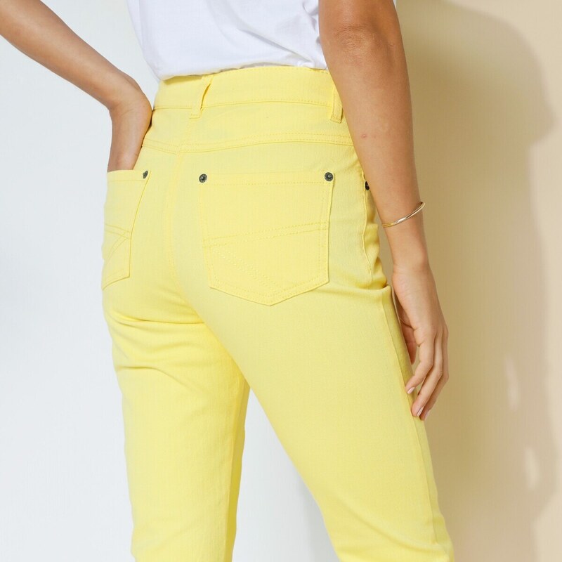 Blancheporte Rovné strečové nohavice pre nižšiu postavu žltá 036
