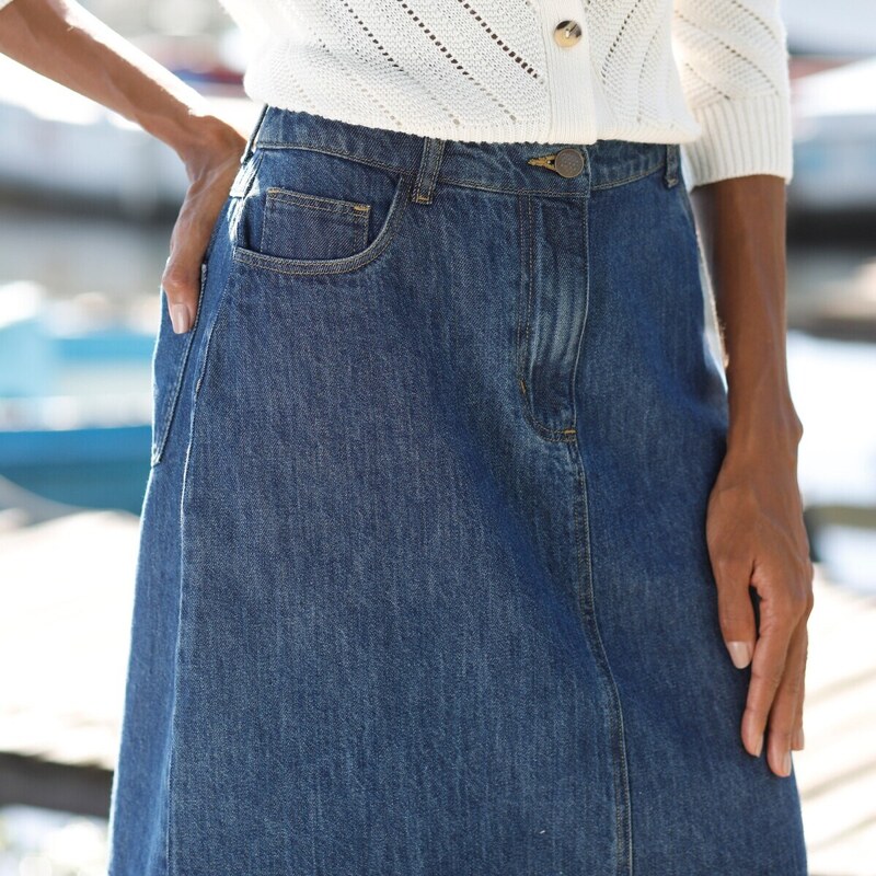 Blancheporte Rozšírená džínsová sukňa modrá 036