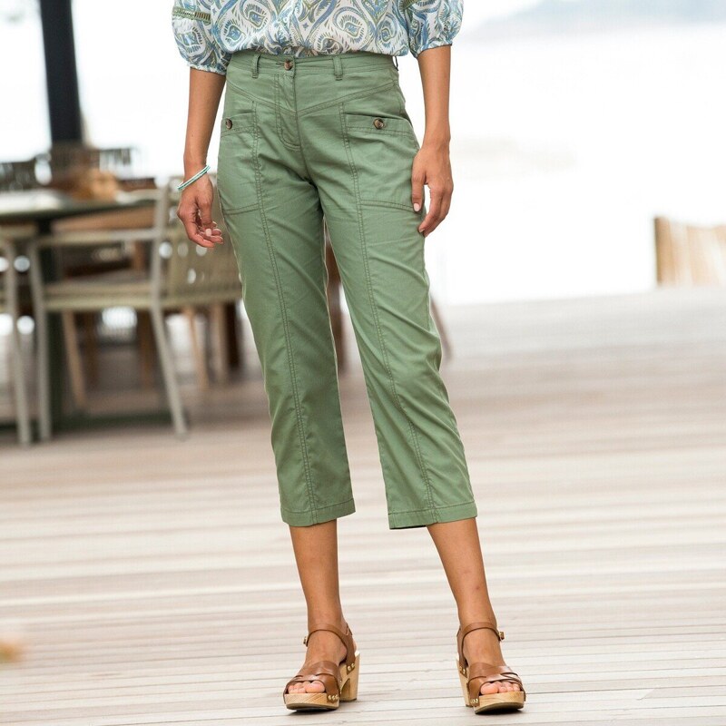 Rovné 7/8 cargo nohavice khaki 036 Blancheporte 48781898