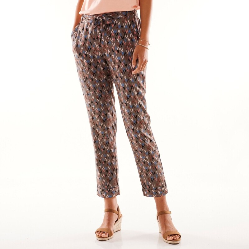 7/8 nohavice s grafickou potlačou khaki 038 Blancheporte 48782003