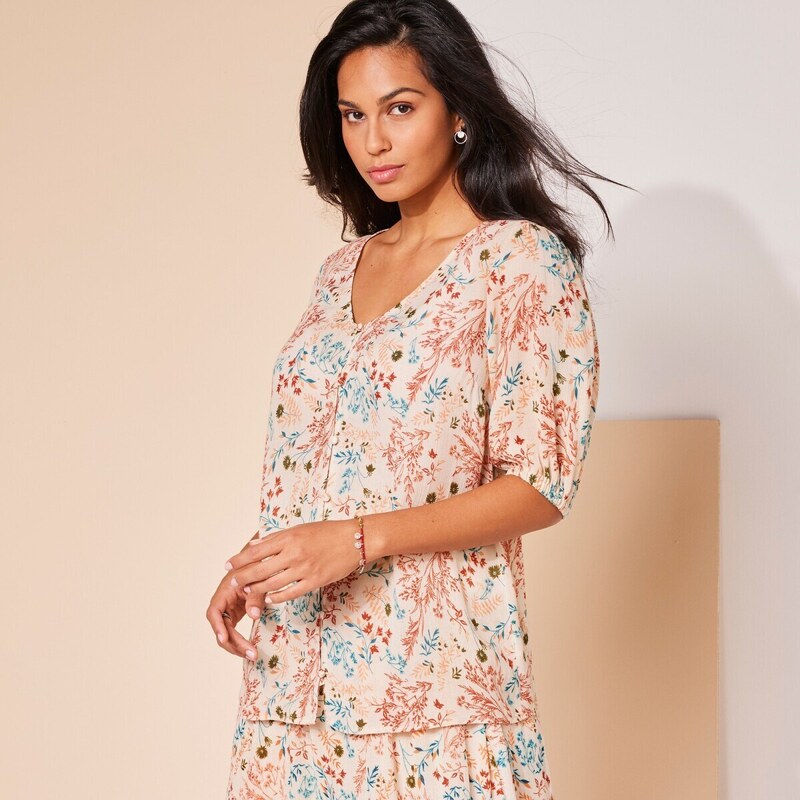 Blúzka s potlačou kvetov prírodná 044 Blancheporte 48782008