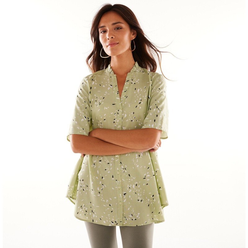 Tunika na gombíky s drobnou potlačou světle zelená 040 Blancheporte 48781963