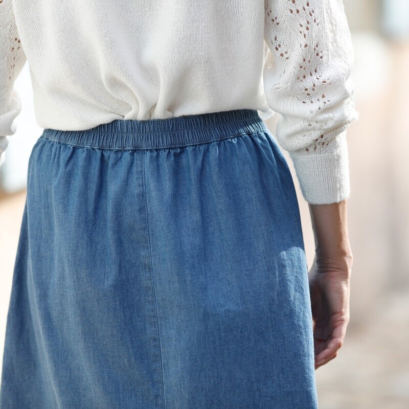 Blancheporte Džínsová sukňa na gombíky modrá 036
