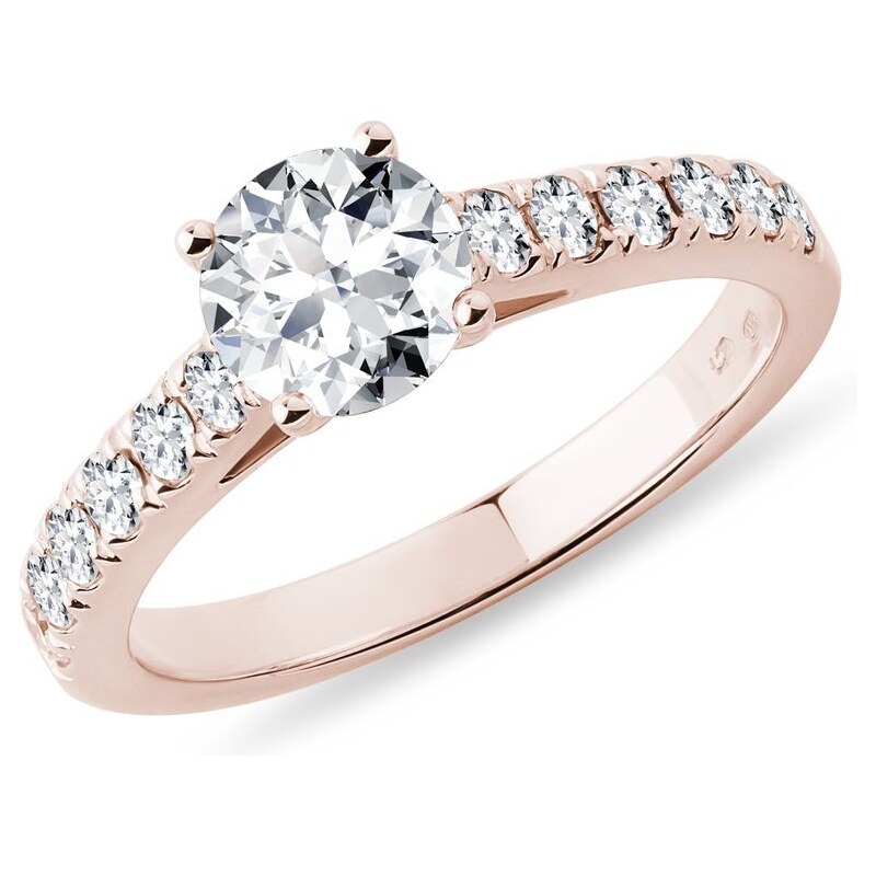 Zásnubný diamantový prsteň zo 14k ružového zlata KLENOTA K0821014