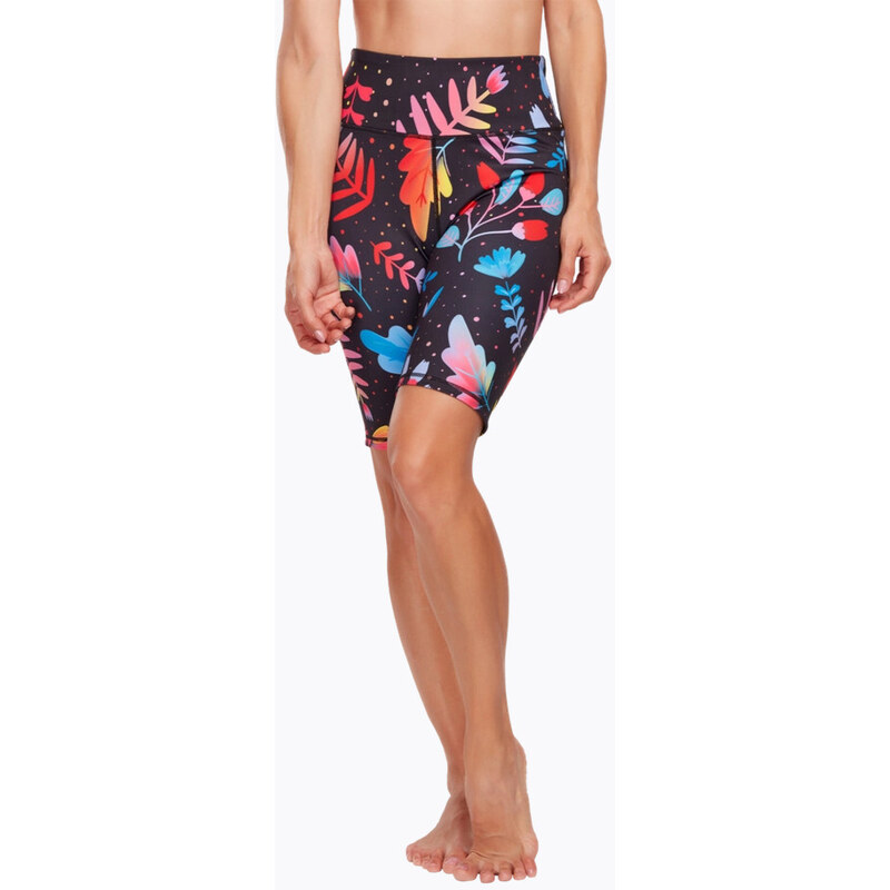Veselé dámske krátke športové legíny Dedoles Neónové kvety (D-W-AW-GS 48800088