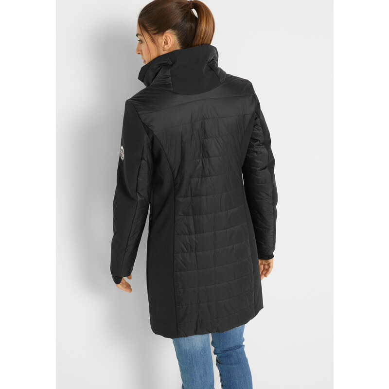 bonprix Outdoorová dlhá bunda, voduodpudzujúca, farba čierna