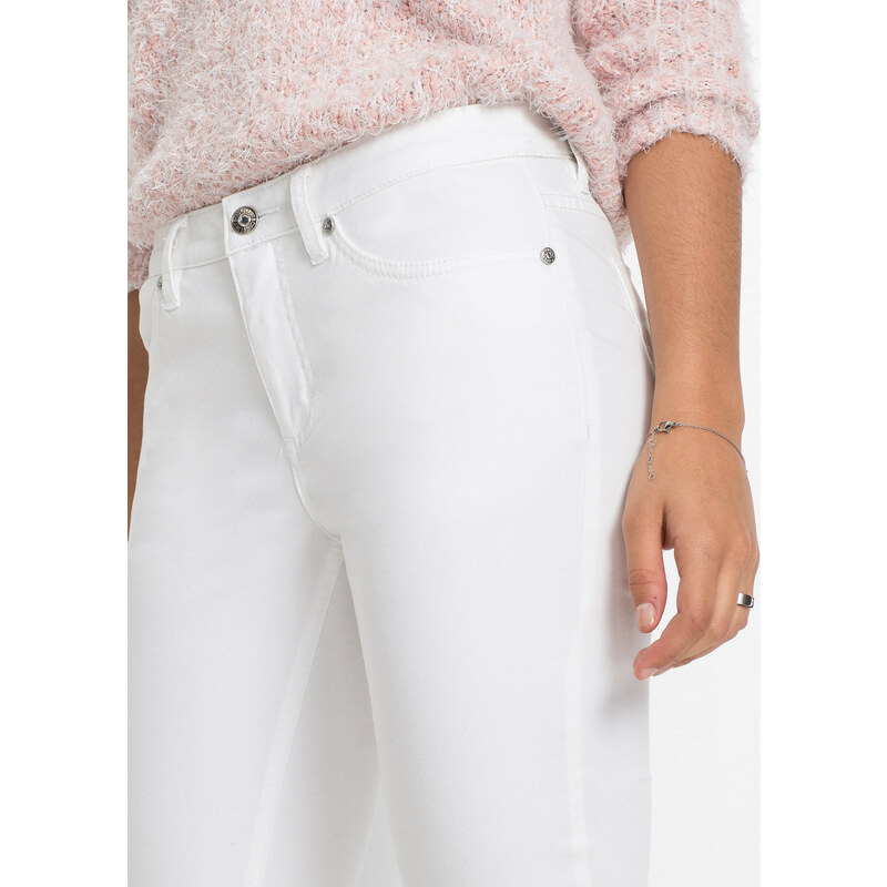 bonprix Strečové džínsy, krátka dĺžka, farba biela