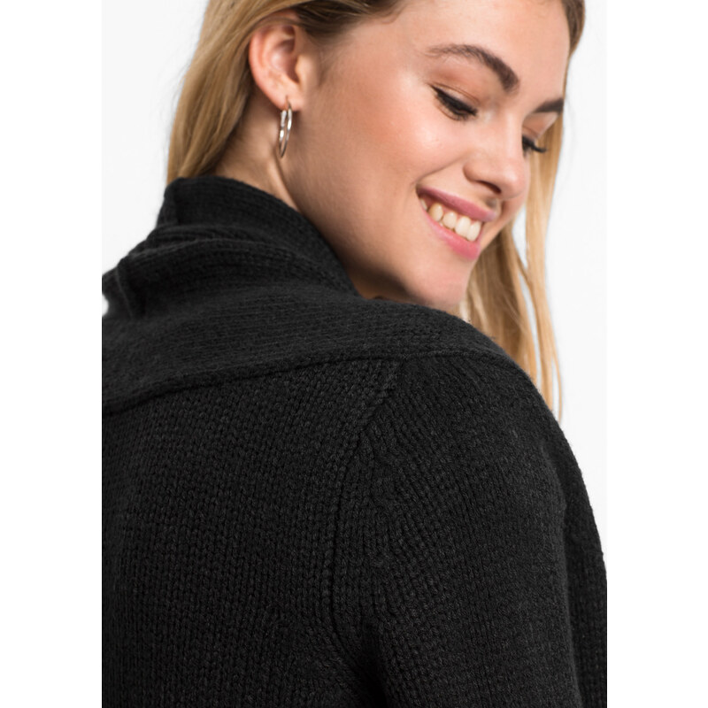 bonprix Dlhý pletený sveter, farba čierna