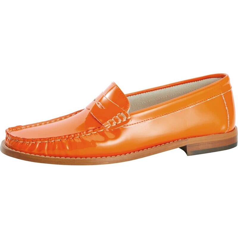 E-shop Lakované kožené slipper topánky HEINE, oranžové