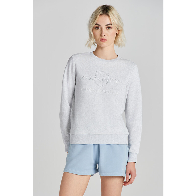 MIKINA GANT REG TONAL SHIELD C-NECK SWEAT PALE GREY MELANGE 48836812