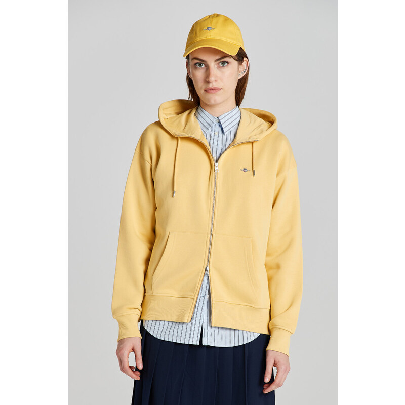MIKINA GANT REL SHIELD ZIP HOODIE DUSTY YELLOW 48836853