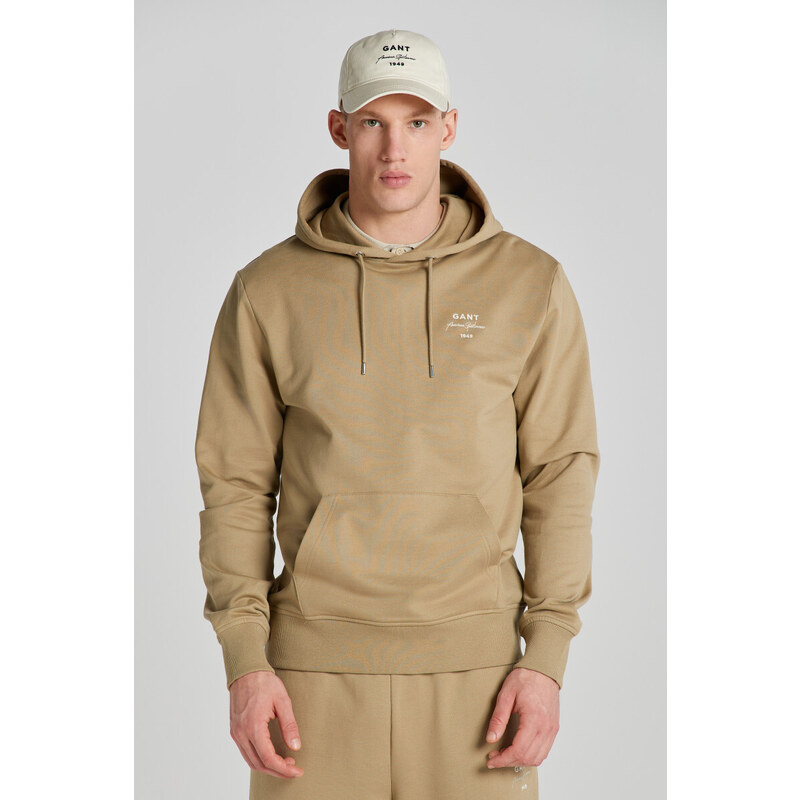 MIKINA GANT LOGO SCRIPT HOODIE DRIED KHAKI 48836892