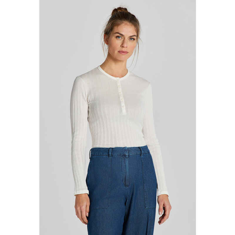 TRIČKO GANT RIBBED LS HENLEY EGGSHELL 48836919