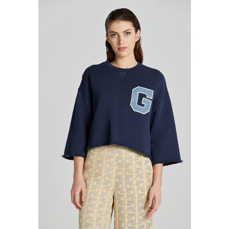 MIKINA GANT G-BADGE CROPPED SS C-NECK SWEAT CLASSIC BLUE 48836967