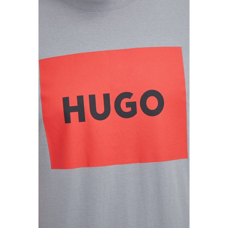 Bavlnené tričko HUGO šedá farba,s potlačou,50467952